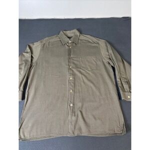 Ermenegildo Zegna Mens XXL Olive Green Micro Pattern Long Sleeve ButtonDownShirt